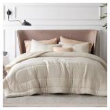Bedsure Queen Comforter Set - Cooling and Warm Bed Set, Linen Reversible Bedding for All Season, 3 Pieces, 1 Queen Size Comforter (88\"x88\") and 2 Pillow Cases(20\"x26\")