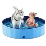 Jasonwell Foldable Dog Pet Bath Pool Collapsible Dog Pet Pool Bathing Tub Kiddie Pool Doggie Wading Pool for Puppy Small Medium Large Dogs Cats and Kids 48\" Blue