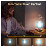 Touch Bedside Table Lamp for Bedroom, Vintage Small Touch Lamp for with Decorative Glass, Warm LED Bulb, 3 Way Dimmable Warm Light for Nightstand Living Room Desk,Ideal Gifts for Most Holiday Blue