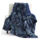 Bedsure GentleSoft Fluffy Navy Blue Throw Blanket, Tie Dye Blue Decor Navy Gifts for Men, Soft Cozy Fuzzy Plush Minky Thick Warm Sherpa Fleece Faux Fur Blanket for Couch, Blanket Gifts for Him, 50x60