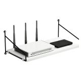 Wisfame White Floating Shelves for Projector, Modem, Router, DVD Player, Cable Boxes, 7.87\" Deep Wooden Wall Shelf for Bedroom, Living Room, Office, Video Room, Bathroom Shelf (1 Tier)