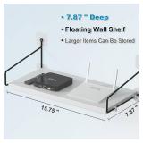Wisfame White Floating Shelves for Projector, Modem, Router, DVD Player, Cable Boxes, 7.87\" Deep Wooden Wall Shelf for Bedroom, Living Room, Office, Video Room, Bathroom Shelf (1 Tier)