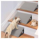 LitaiL Dog Ramps for Stair - Pet Steps Stairs for Staircase with Anti-Slip Bottom Suitable for Small Cats, 3 Packs Extra Wide Metal Frame Dog Ramps for Injured and Older Pets (Grey)