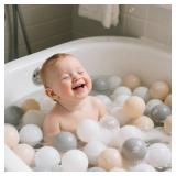 GOGOSO Ball Pit Balls for Toddlers Kids Plastic Balls for Ball-Pit Playpen Pool Baby Pastel BPA-Free Non Toxic Pastel Crush Proof Bal Beige Light Gray White 100pcs