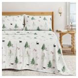 Great Bay Home 4-Piece 100% Turkish Cotton Flannel Sheet Set  Full  Winter Cats