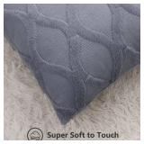decorUhome Throw Pillow Covers 18x18 Inch Set of 2, Soft Plush Faux Fur Wool Blue Grey Couch Pillow Covers, Decorative Neutral Pillow Cases for Bed Sofa Living Room Home Decor