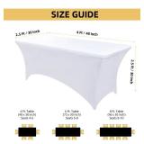 ZarzaaSik 2-Pack 4ft White Spandex Table Covers for Rectangular Folding Tables - Wrinkle Resistant Stretch Tight Table Cloths - Ultimate Fitted Table Protector for Parties, Banquet, and Wedding