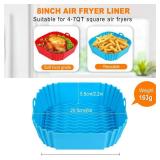 Boribim 2 PCS Square Silicone Air Fryer Liners - 8 Inch Reusable Air Fryer Pot - Air Fryer Accessories - Air Fryer Inserts for 4 to 7 QT Oven Microwave Accessories (Red + Blue)