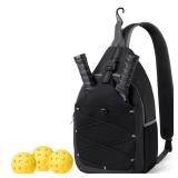 SPOENGRU Pickleball Paddle Bag - Small Adjustable Sling Bag with Fence Hook & Water Bottle Holder