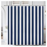 Renaiss Navy Stripes Shower Curtain White and Navy Blue Vertical Stripes Bathtub Curtain 72L x 72W Inch Nautical Style Bathroom Decor Polyester Fabric