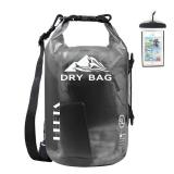 HEETA Dry Bag Waterproof for Women Men, Roll Top Lightweight Dry Storage Bag Backpack with Phone Case for Travel Swimming Boating Kayaking Paddle Board Camping Beach Accessories(Transparent Black,20L)