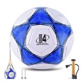 ELKCIP Classic deflated Soccer Balls Size 4/5 with Pump and Mesh Bag for Indoor Outdoor Lawn Game Training Practice Bulk Sport Gift for Teens Adults, Dark Blue, Size 4
