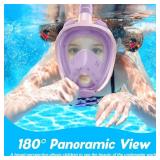 Greatever Snorkeling Gear for Kids, Ideal Gifts of Kids Snorkel Mask, Macaron Candy Dual Color Full Face Snorkel Mask with Camera Mount, Safe Breathing for Enchanting Travel