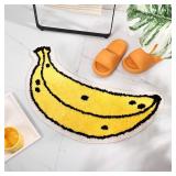 FROZZUR Banana Bath Mat, Bath Mats for Bathroom Cute Yellow Fruit Shaped Bathtub Rug Christmas Bathroom Tub Plush Shower Rugs Washable Non Slip