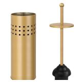 Blue Donuts Toilet Plunger with Holder for Bathroom, Multi Drain Suitable Also for Bathtubs, Quick Dry, Gold