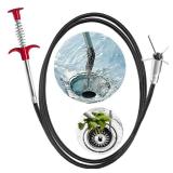 Drain Snake Hair Clog Remover Tool - Sink Drain Cleaner for Sewer Kitchen Bathroom Shower Tub Toilet Clogged Drains Opener Cleaning Tool, Flexible Grabber Claw Pick Up Reacher Tool, 35 Inch