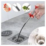 Drain Snake Hair Clog Remover Tool - Sink Drain Cleaner for Sewer Kitchen Bathroom Shower Tub Toilet Clogged Drains Opener Cleaning Tool, Flexible Grabber Claw Pick Up Reacher Tool, 35 Inch