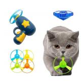 Svemei Flying Cat Toys, Interactive Cat Fetch Toy with 1 Light Up Spinning Tops, and 5 Flying Propellers, Flying dis Toy for Hunting Chasing Indoor/Outdoor