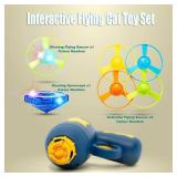 Svemei Flying Cat Toys, Interactive Cat Fetch Toy with 1 Light Up Spinning Tops, and 5 Flying Propellers, Flying dis Toy for Hunting Chasing Indoor/Outdoor