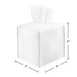 2 Pack, VIVIDLY Tissue Box Cover Holder, Square Modern PU Leather Tissue Box Holder, Can be Used for Bathroom Dressing Table, Bedside Table, Office Desk & Car 5\"X5\"X5\"- (White, 2)