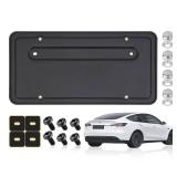 109684400B Rear License Plate Frames for Tesla Model Y and Model 3, Rear Plate Holder with Metal Stainless Steel Screws Cap and Screws, Rust Proof Rattle Proof Rear Plate Mounting Kit