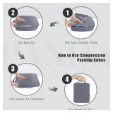 PANDA JOYS 4 Set Compression Packing Cubes Travel - Travel Accessories Expandable Packing Organizers for Carry On - Essentials Luggage Bags - Dark Grey