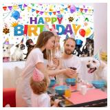 Tatuo Dog Happy Birthday Backdrop Banner Dog Party Decorations Puppy Photography Background Cartoon Photo Backdrop for Pet Party Supplies and Puppy Owner Celebrations