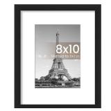 upsimples 8x10 Picture Frame, Display Pictures 5x7 with Mat or 8x10 Without Mat, Wall Hanging Photo Frame, Black, 1 Pack