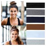 6PCS Headbands for Women Non Slip - Fashion Elastic Sports Hair Bands for Womenâs Hair - Soft Cotton Cloth Stretchy Headbands for Girls for Yoga Workout Exercise Running Sports