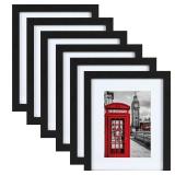 PEALSN 11x14 Picture Frame Set of 6, Display Pictures 8x10 with Mat or 11x14 without Mat for Wall Mounting or Table Top Display, Photo Frames Collage for Wall Decor, Black Woodgrain.