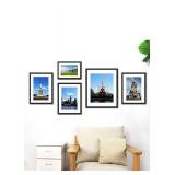 PEALSN 11x14 Picture Frame Set of 6, Display Pictures 8x10 with Mat or 11x14 without Mat for Wall Mounting or Table Top Display, Photo Frames Collage for Wall Decor, Black Woodgrain.