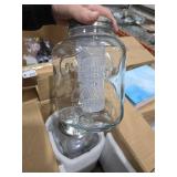 DD&HAPP Glass Drink Dispensers For Parties. 1.2 Gallon Beverage Dispensers With Stand And Stainless Steel Spigot .Lemonade Dispenser With Ice Cylinder.Mason Jars,Laundry Detergent Dispenser.