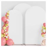 Wokceer Wedding Arch Cover (7.2FT, 6.6FT, 6FT) Set of 3 Spandex Fitted Wedding Arch Stand Covers for Round Top Chiara Arch Backdrop Stands Cover for Birthday Party Ceremony Banquet Decor White