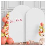 Wokceer Wedding Arch Cover (7.2FT, 6.6FT, 6FT) Set of 3 Spandex Fitted Wedding Arch Stand Covers for Round Top Chiara Arch Backdrop Stands Cover for Birthday Party Ceremony Banquet Decor White