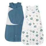 ZIGJOY Sleep Sack Swaddle 0.5 TOG Baby Wearable Blanket 100% Cotton Baby Swaddle Blanket for Newborns 6-12 Months for Boy Girl, Blue&Space