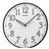 SEIKO 12 Inch Black Framed Luminous Numbered Wall Clock