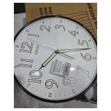 SEIKO 12 Inch Black Framed Luminous Numbered Wall Clock