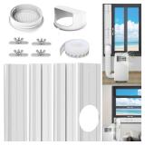 Portable Air Conditioner Window Kit with Universal Coupler Fit for 5.1\"/5.9\" Exhaust Hose, Mobile A/C Window Vent Seal Kit with 4 Adjustable Seal Plates for Vertical/Horizontal Sliding Window