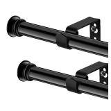 Curtain Rods 2 Pack 5/8 inch Black Curtain Rods for Windows 30 to 116 Inch with Brackets Easy to Install for Bedroom Living room Kitchen