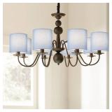 LAMPWELL LEBE Blue Clip on Chandelier Lamp Shades Set of 6,Small Lamp Shades Clip on bulb,5.2\"Ã5.2\"ÃH5.2\",Fabric Mini Drum Lamp Shade,Handmade,FOR CANDLE BULB AND SMALL GENERAL BULB