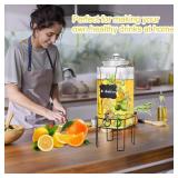 2 Gallon Glass Drink Dispenser, Drink Dispensers for Parties, Beverage Dispenser with Stand and Glass Lid, 100% Leakproof Spigot, Ideal for Lemonade, Juice, Iced Tea, Laundry Detergent Dispenser