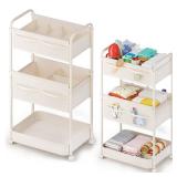 Baby Diaper Caddy, Premium Metal& Felt Movable Cart with Dividers for Newborn Nursery Essentials, Large Capacity Rolling Diaper Storage Caddy Organizer for Changing Table &Crib, Easy Assembly- Beige