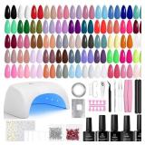 Beetles Gel Nail Polish Kit with U V Light - 80Pcs Color Enchantment 55 Colors Gel Polish Starter Kit with Base Top Coat DIY Nails Supply Stickers Manicure Tools Christmas Gift for Women Teens Girls