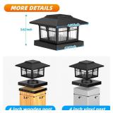 EXCMARK 2 Pack 4x4 Solar Post Cap Lights, Fence Deck Post Lights Outdoor Solar Powered Waterproof with Two Light Modes Warm&Cool White for Garden Patio Decor. (Classic Black,2)