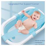 Colorlife Baby Bath Seat Support Net Infant Bathing Seat Support Mat, Adjustable Comfortable Non-Slip Five-Pointed Baby Shower Net Bathtub Sit Up Mesh for Newborn 0-6 Months-Light Blue(No Bathtub)