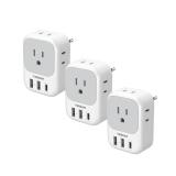 TESSAN European Travel Plug Adapter USB C 3 Pack, US to Europe Plug Adaptor with 4 AC Outlets 3 USB Charging Ports, Type C Power Adapter for USA to EU Euro Spain France Iceland Italy Germany Greece