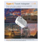 TESSAN European Travel Plug Adapter USB C 3 Pack, US to Europe Plug Adaptor with 4 AC Outlets 3 USB Charging Ports, Type C Power Adapter for USA to EU Euro Spain France Iceland Italy Germany Greece