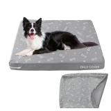 Waterproof Dog Bed Cover, Removable Dog Bed Covers Replacement Washable with Smooth Zipper, Indoor/Outdoor, Bone Print 20 x 30 x 3 Inch for Dog/Cat, Cover Only