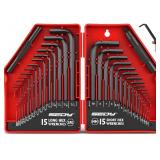 SEDY 32-Piece Hex Key Wrench Set, Metric and SAE Allen Wrenches (0.028-3/8 inch, 0.7-10 mm) L Shape Allen Keys, Chrome Vanadium Steelwith 2x Extension Handle