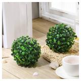 Hotop 2 Pcs 5 Inches Artificial Plant Topiary Ball 4 Layers Garden Spheres Boxwood Balls Artificial Topiaries Spheres Decorative Plants for Backyard, Balcony, Garden, Wedding, Indoor Outdoor Decor